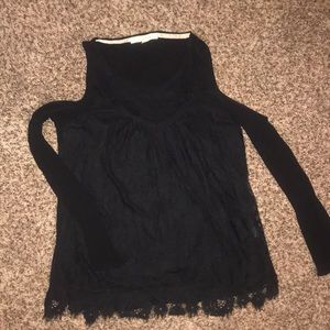 Black lace cold shoulder top